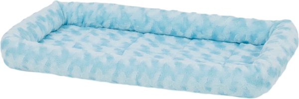 MidWest Quiet Time Fashion Plush Bolster Dog Crate Mat, Powder Blue, 24-in slide 1 of 6