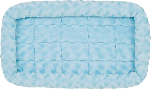 MidWest Quiet Time Fashion Plush Bolster Dog Crate Mat, Powder Blue, 24-in