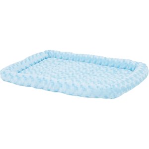 MidWest Quiet Time Fashion Plush Bolster Dog Crate Mat, Powder Blue, 30-in