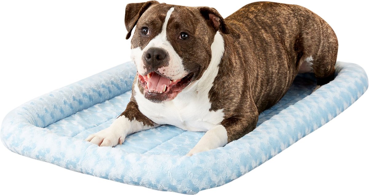 MIDWEST Quiet Time Fashion Plush Bolster Dog Crate Mat, Powder Blue, 36 ...