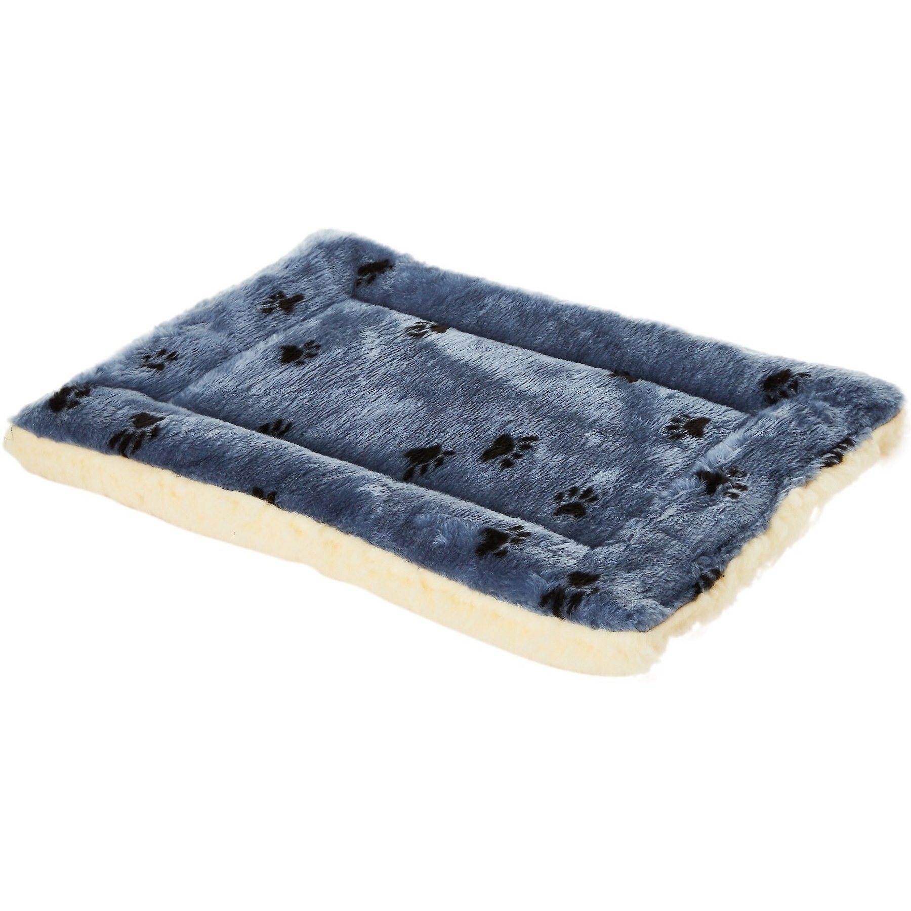 MIDWEST Quiet Time Fleece Reversible Dog Crate Mat, Blue Paw Print, 24