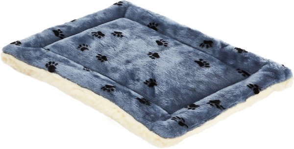 MidWest Quiet Time Fleece Reversible Dog Crate Mat, Blue Paw Print, 30-in slide 1 of 5