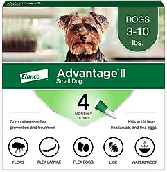 Advantage II Flea Spot Treatment for Dogs, 3-10 lbs, 4 Doses (4-mos. supply)