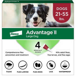 Advantage II Flea & Tick Spot Treatment for Dogs, 21-55 lbs, 4 Doses (4-mos. supply)