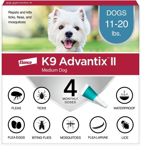 K9 Advantix II Flea & Tick Spot Treatment for Dogs, 11-20 lbs, 4 Doses (4-mos. supply) slide 1 of 9