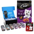 Dog Food & Treats Starter Pack - Cesar Filet Mignon & Vegetables Small Breed Dry Food, Loaf in Sauce Variety Pack Wet Food, Softies Treats