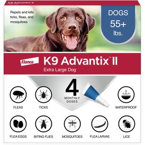 K9 Advantix II Flea & Tick Spot Treatment for Dogs, over 55 lbs, 4 Doses (4-mos. supply)