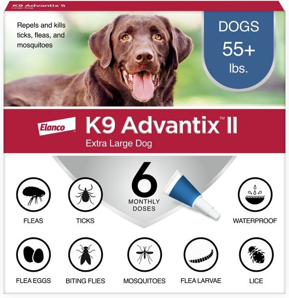 K9 Advantix II Flea & Tick Spot Treatment for Dogs, over 55 lbs, 6 Doses (6-mos. supply) slide 1 of 9