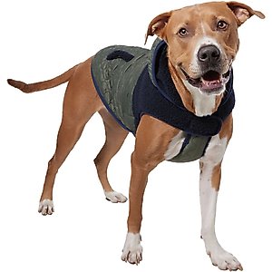 Frisco Heavy Weight Dog & Cat Quilted Hybrid Coat with Sherpa Lining, Olive, X-Large