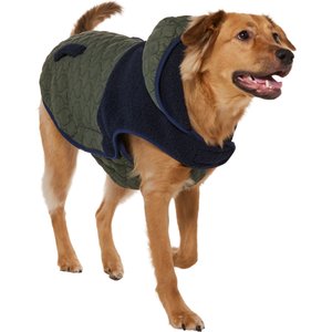 Frisco Heavy Weight Dog & Cat Quilted Hybrid Coat with Sherpa Lining, Olive, XX-Large