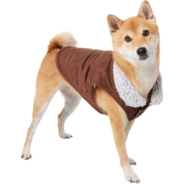 FRISCO Medium Weight Quilted Dog & Cat Coat with Cozy Sherpa Lining