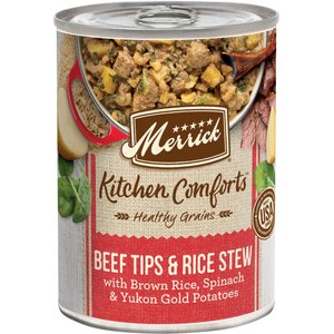 Merrick Kitchen Comforts Beef & Brown Rice Wet Dog Food, 12.7-oz can, case of 12