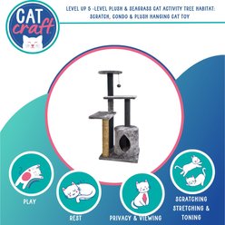Cat Craft Level Up 5 Tier Plush & Seagrass Activity Cat Tree Habitat, Gray, Large slide 2 of 7