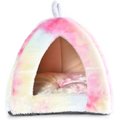 Cat Craft Plush Tent Cat Bed with Removable Cover, Pastel Tie Dye, Medium