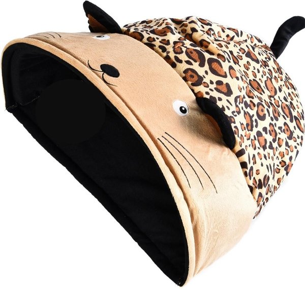 Cat Craft Plush Cave Cat Bed with Crinkle Sound, Cheetah, Medium slide 1 of 6