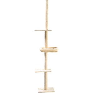 Cat Craft 4-Level Adjustable Climbing & Perch Cat Tree with Bolstered Cat Bed, Cream, X-Large