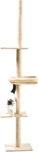 Cat Craft 4-Level Adjustable Climbing & Perch Cat Tree with Bolstered Cat Bed, Cream, X-Large