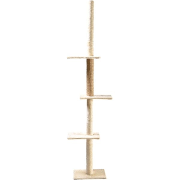 CAT CRAFT 4Level Adjustable Climbing & Perch Cat Tree with Bolstered Cat Bed, Cream, XLarge