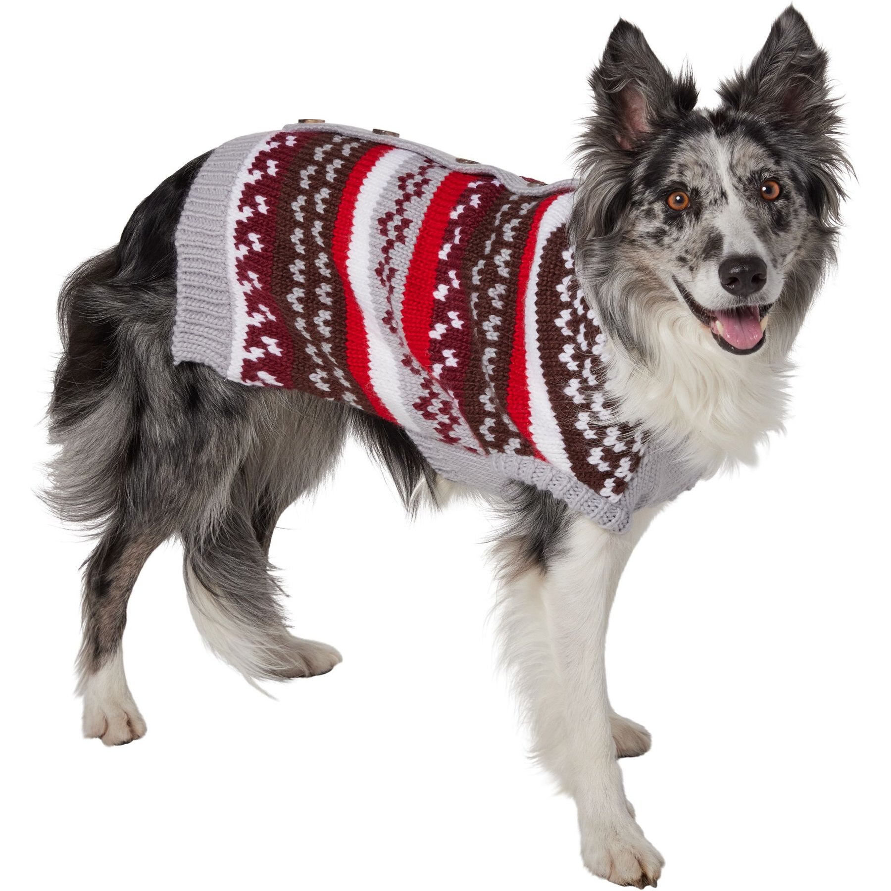 FRISCO Chunky Knit Multi Stripe Dog & Cat Sweater with Polar