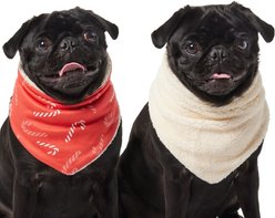 Frisco Candy Cane Cozy Knit Faux Fur Dog & Cat Pullover Bandana, Medium/Large