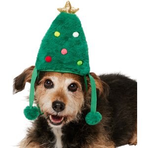 Frisco Christmas Tree Faux Fur Dog & Cat Hat, Medium/Large