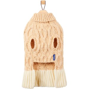 Frisco Cable Knit Dog & Cat Sweater Dress with Velvet Bow, Small