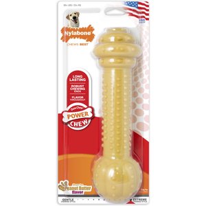 Nylabone Power Chew Barbell Peanut Butter Flavored Dog Chew Toy, XX-Large