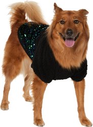 Frisco Sequin Sherpa Dog & Cat Hoodie, Black, X-Large