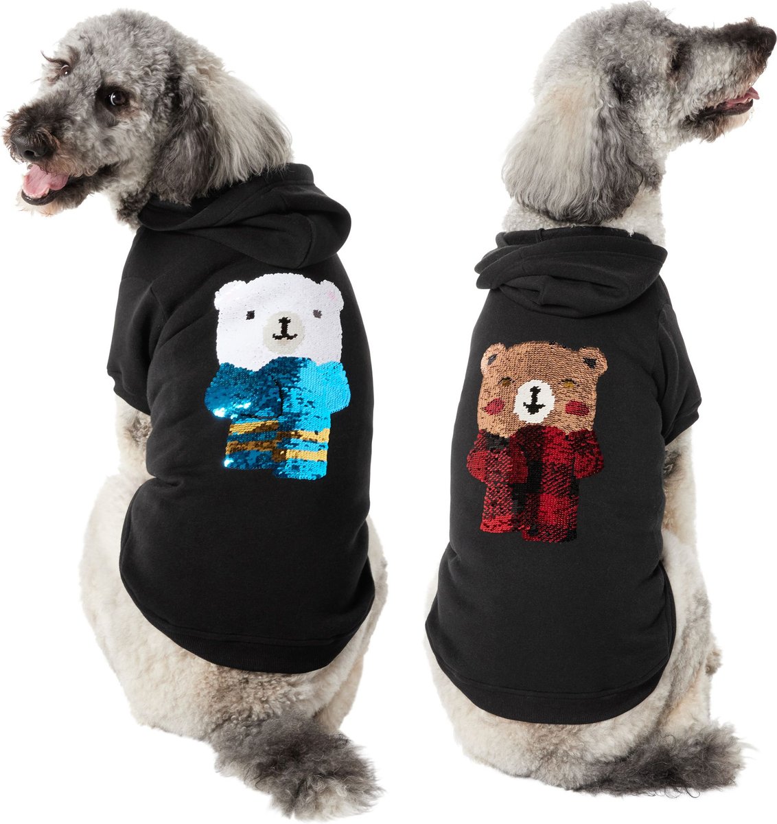Holiday Bears Flip Sequin Dog Hoodie