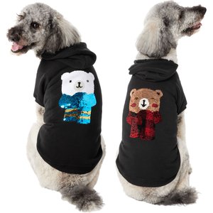 Frisco Holiday Bears Flip Sequin Dog & Cat Hoodie, XX-Large