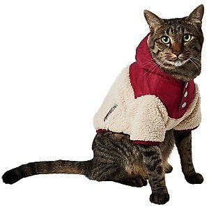 Frisco Fleece Snap Dog & Cat Pullover Hoodie with Cozy Sherpa lining, Cream, Small