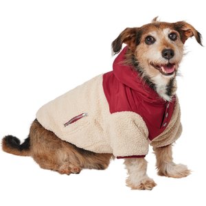 Frisco Fleece Snap Dog & Cat Pullover Hoodie with Cozy Sherpa lining, Cream, Large