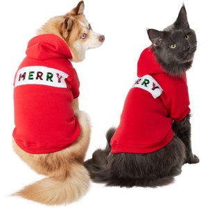 Frisco Merry & Bright Flip Sequin Dog & Cat Hoodie, Small
