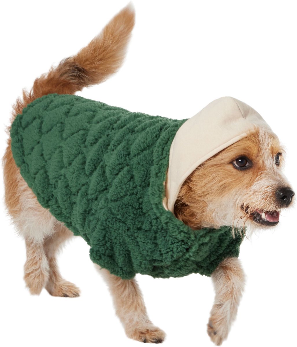 Frisco Medium Weight Onion Quilted Sherpa Dog & Cat Jacket with Removable Fleece Hood