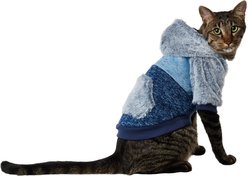 Frisco Tonal Colorblock Fleece Dog & Cat Hoodie with Faux Fur Hood, Small