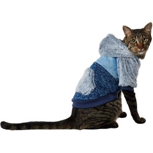 Frisco Tonal Colorblock Fleece Dog & Cat Hoodie with Faux Fur Hood, Small