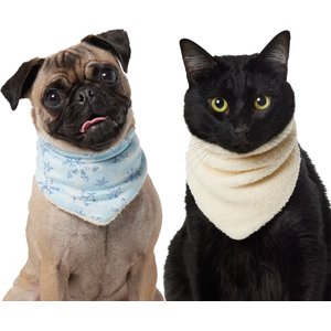 Frisco Reversible Snowflake Cozy Knit Faux Fur Dog & Cat Pullover Bandana, 1 count, X-Small/Small