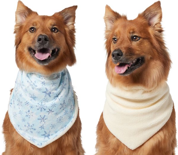 Frisco Reversible Snowflake Cozy Knit Faux Fur Dog & Cat Pullover Bandana, 1 count