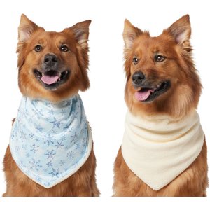 Frisco Reversible Snowflake Cozy Knit Faux Fur Dog & Cat Pullover Bandana, 1 count, X-Large/XX-Large
