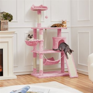 Yaheetech 63.5-inch Plush Cat Tree & Condo, Pink