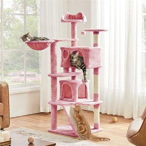 Yaheetech 57-in Plush Cat Tree & Condo, Pink