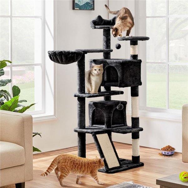 YAHEETECH 57-in Plush Cat Tree & Condo, Black - Chewy.com