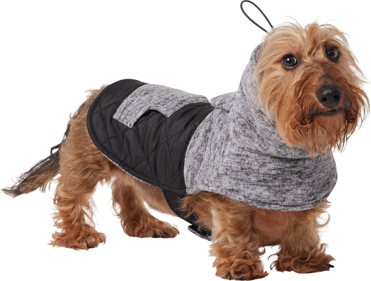 FRISCO Medium Weight Quilted Dog Coat with brushed Fleece Snood, Black