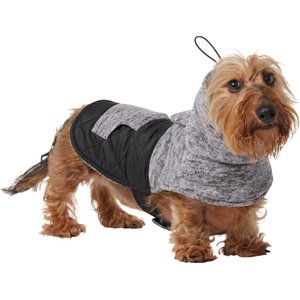 Frisco Medium Weight Quilted Dog Coat with brushed Fleece Snood, Black, Small