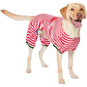 Frisco Candy Cane Stripe Plush Fleece Dog & Cat PJs, XX-Large