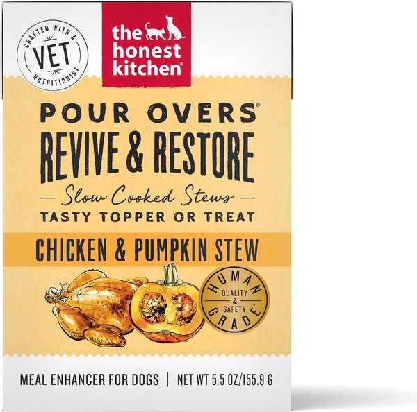 The Honest Kitchen Functional POUR OVERS Revive & Restore Chicken & Pumpkin Stew Dog Food Topper, 5.5-oz can, case of 12 slide 1 of 5