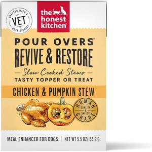 The Honest Kitchen Functional POUR OVERS Revive & Restore Chicken & Pumpkin Stew Dog Food Topper, 5.5-oz can, case of 12