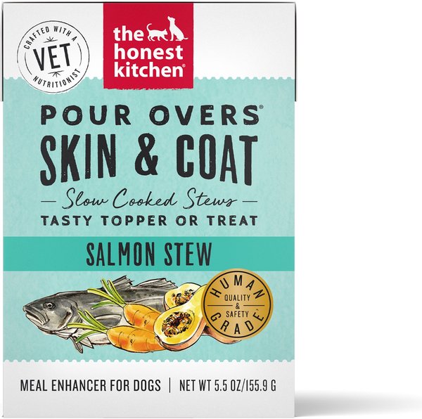 The Honest Kitchen Functional POUR OVERS Skin & Coat Salmon Stew Dog Food Topper, 5.5-oz can, case of 12 slide 1 of 5