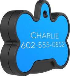 YIP Smart Tag Dog ID Tag - Works with Samsung Galaxy Phones, Bone, Blue