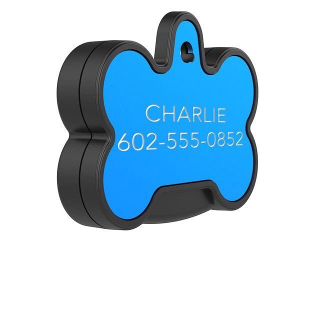 YIP Smart Tag Dog ID Tag Works with Samsung Galaxy Phones, Bone, Blue